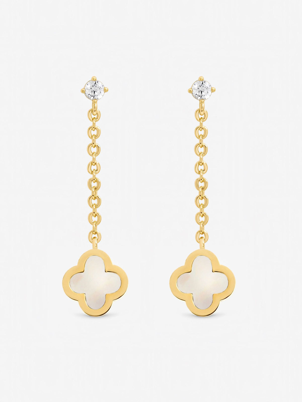 Jon Richard mother of pearl clover drop earrings (British brand)