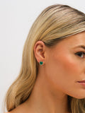 Jon Richard gold tone crystal malachite heart stud earrings 12mm - British product