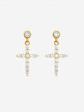 Jon Richard gold tone cubic zirconia cross earrings, imported from the UK