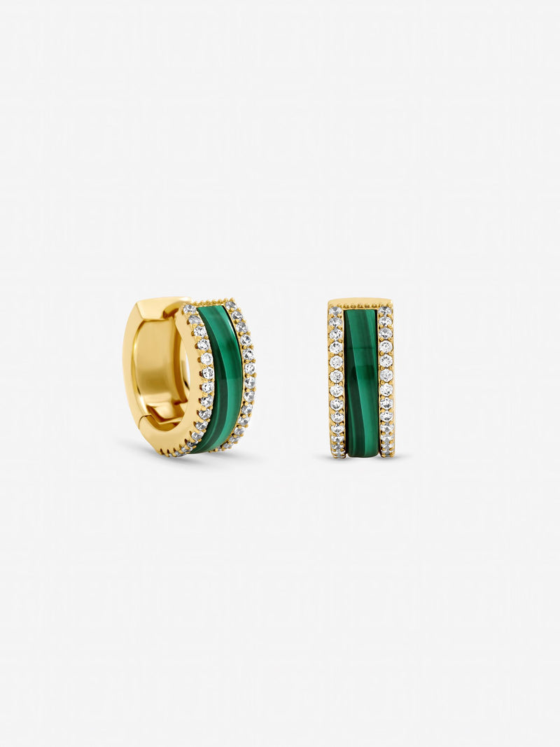 Jon Richard gold-tone malachite hoop earrings 13mm (British brand)