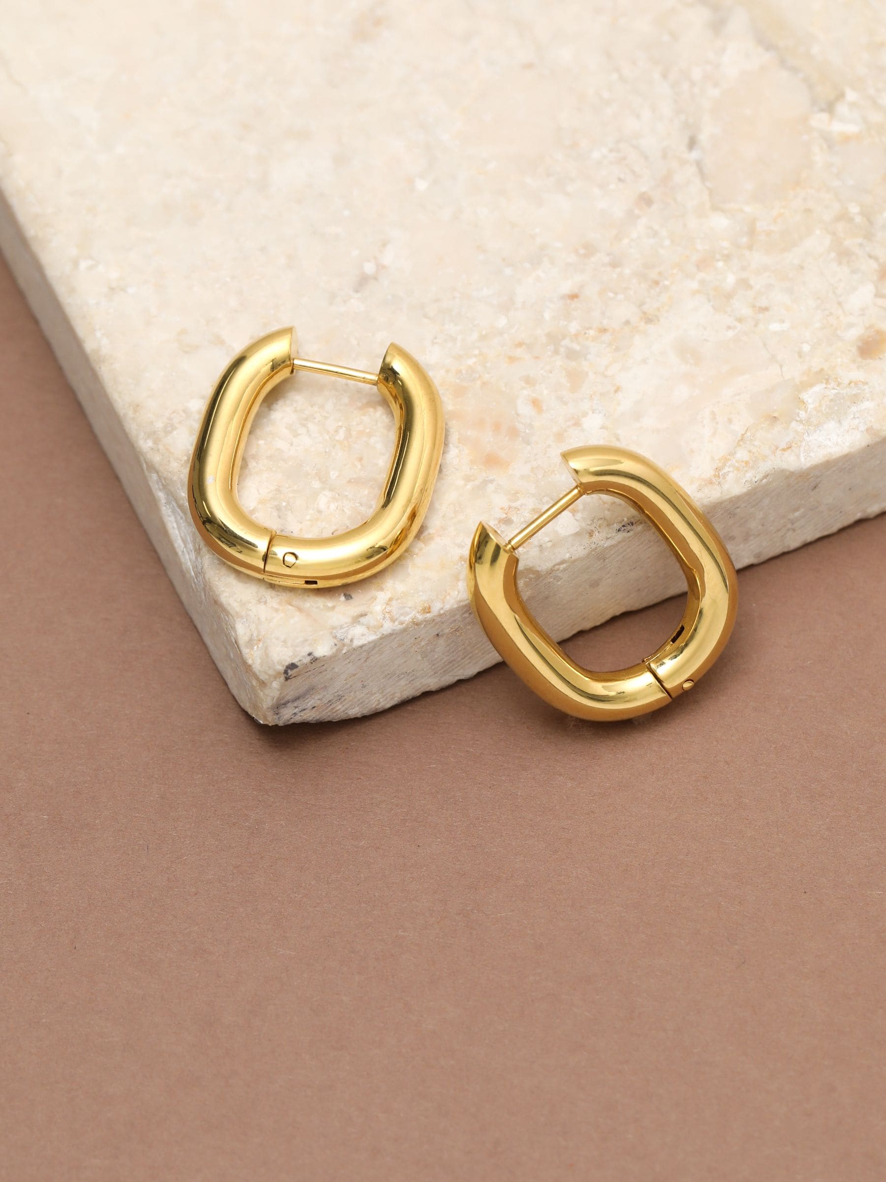 Jon Richard gold tone rectangle hoop earrings (British brand)
