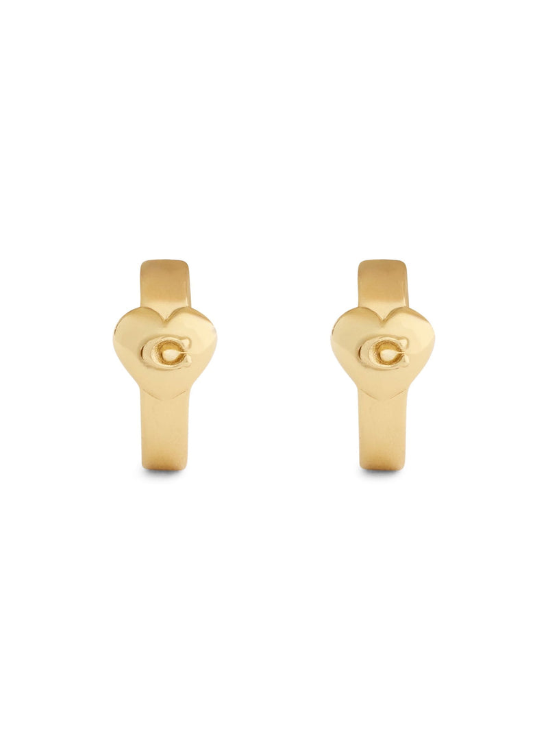 COACH gold tone C heart huggie earrings, UK version