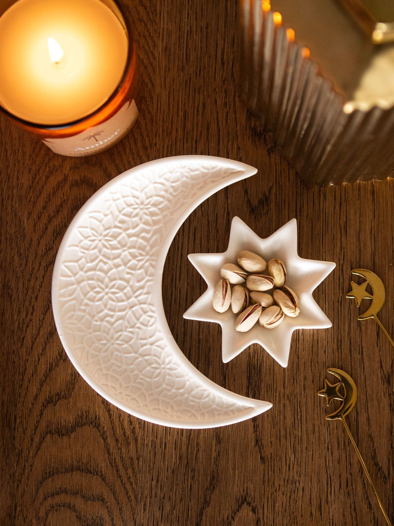 Something Different ceramic crescent moon and star trinket dish set, imported from the UK