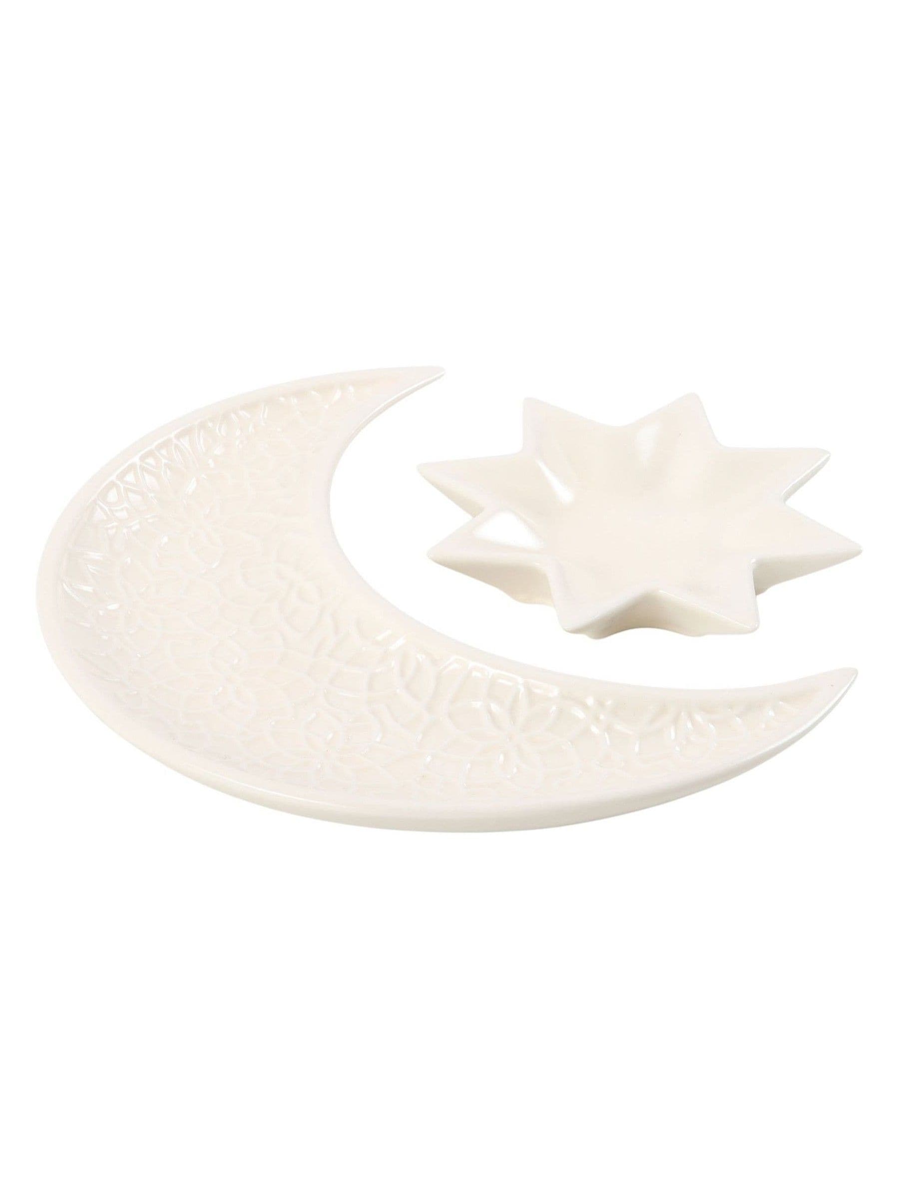 Something Different ceramic crescent moon and star trinket dish set, imported from the UK