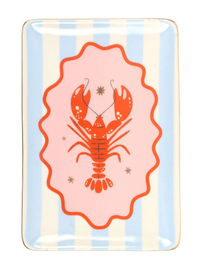 Something Different pink striped lobster ceramic trinket dish 11.5cm (British brand)