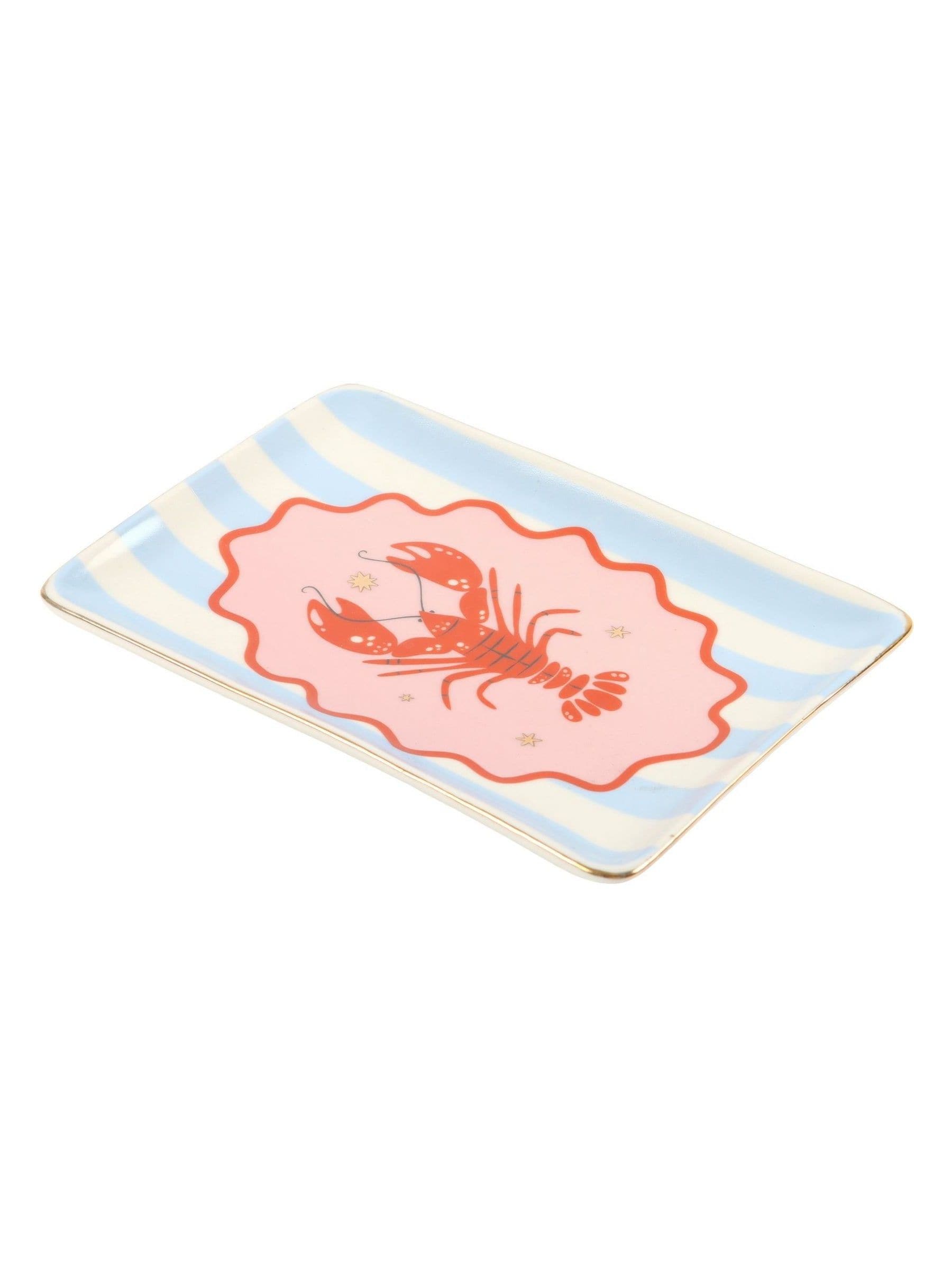 Something Different pink striped lobster ceramic trinket dish 11.5cm (British brand)