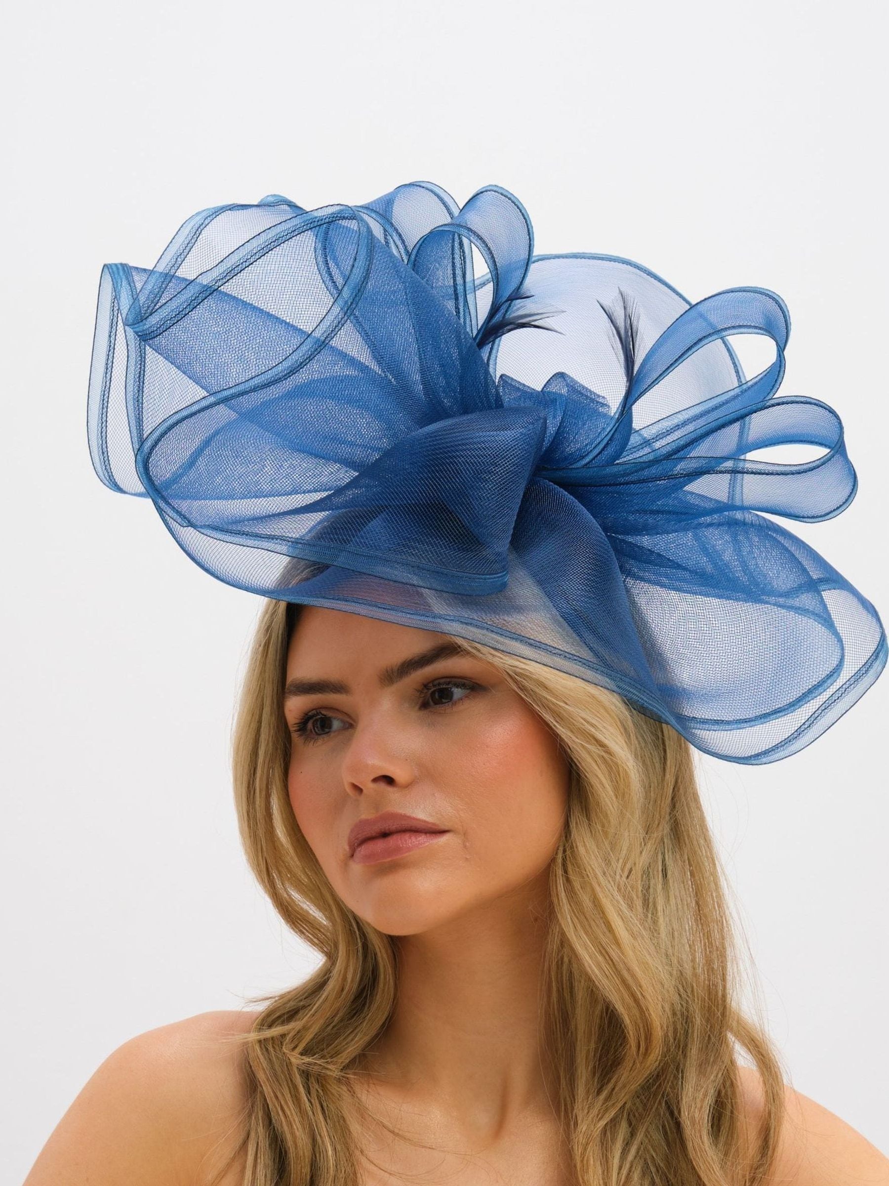 Jon Richard navy large hat fascinator, UK version