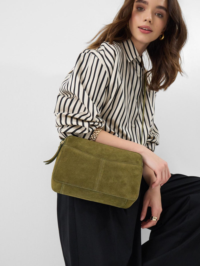 Accessorize green suede camera bag, UK version
