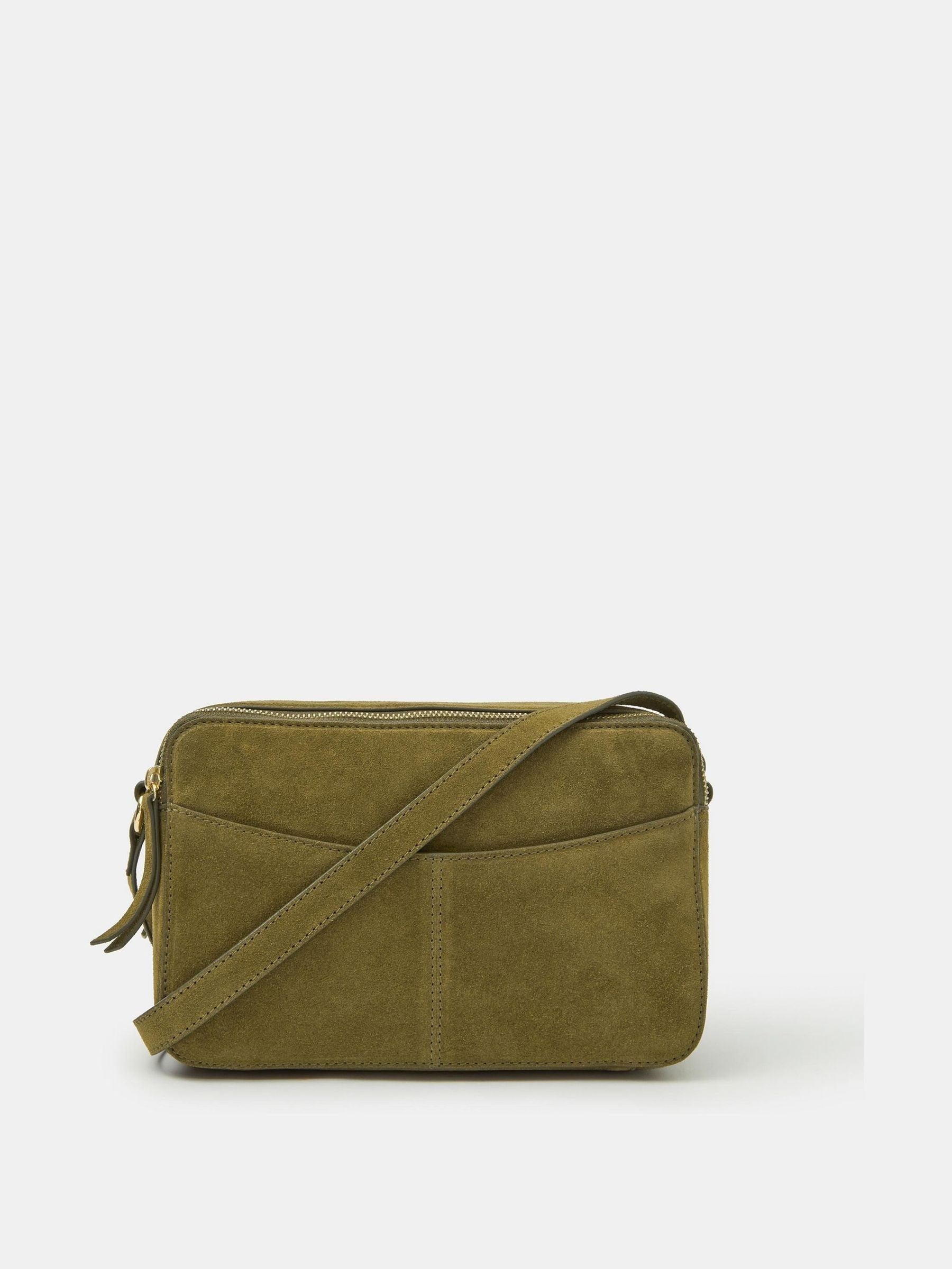 Accessorize green suede camera bag, UK version