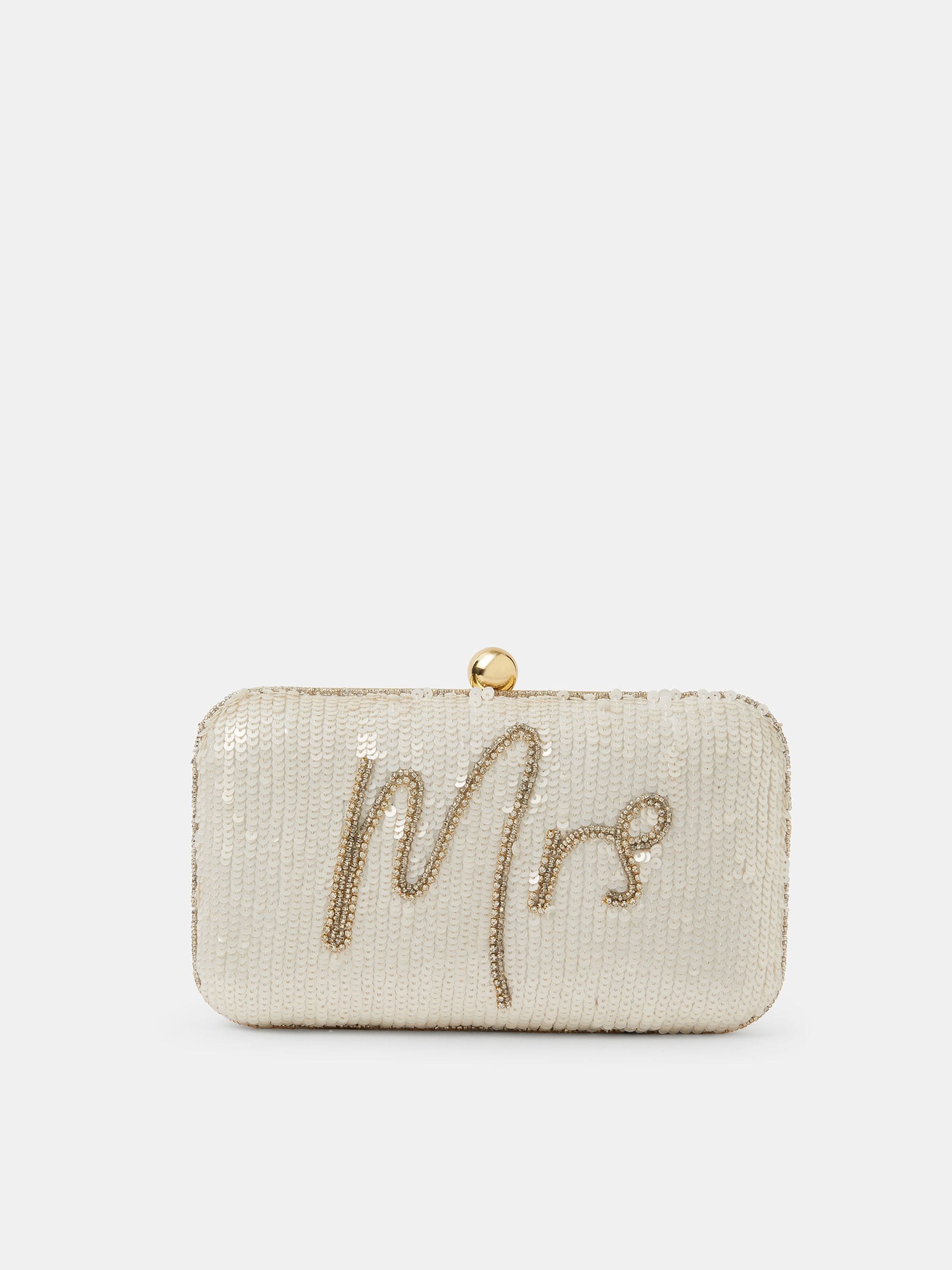 Accessorize natural bridal sequin clutch bag, imported from the UK