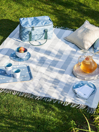Next Sophie Allport Pale Blue Witham Stripe Woven Picnic Blanket 148 x 145 cm- Buy online at McGrocer