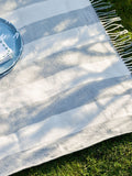 Sophie Allport pale blue Witham stripe woven picnic blanket - British product