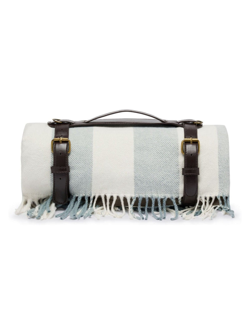 Sophie Allport pale blue Witham stripe woven picnic blanket - British product