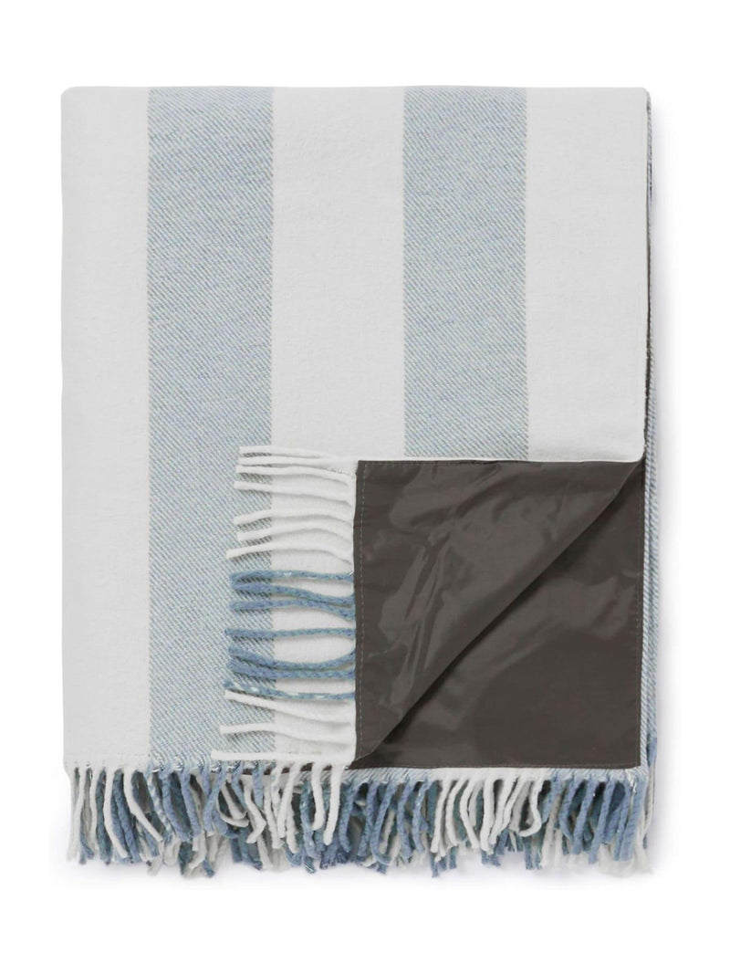 Sophie Allport pale blue Witham stripe woven picnic blanket - British product