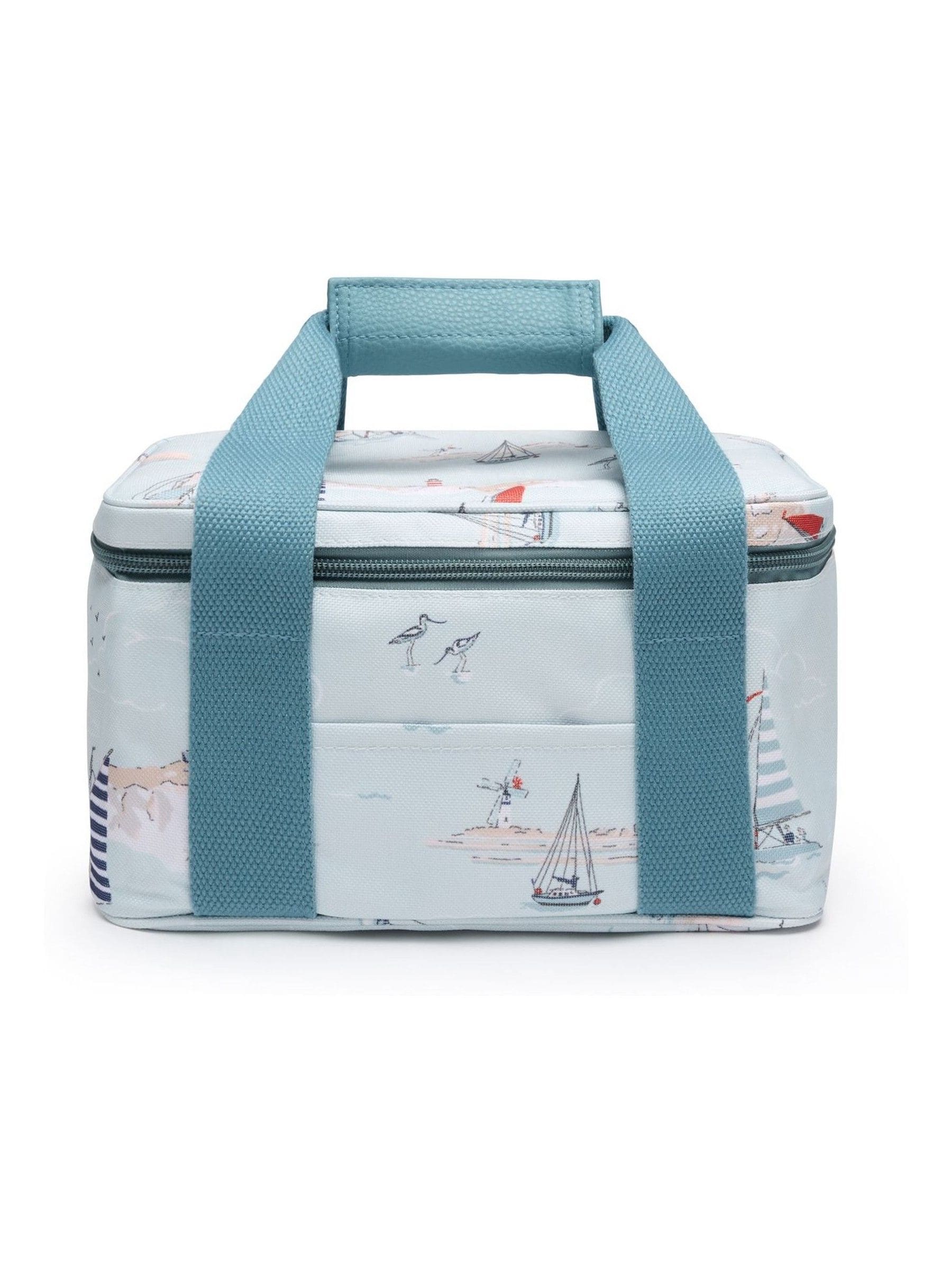 Sophie Allport pale blue coastal boats lunch bag, imported from the UK