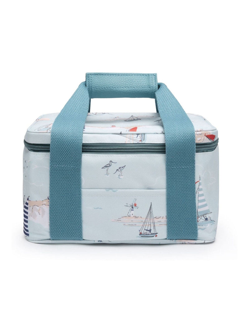 Sophie Allport pale blue coastal boats lunch bag, imported from the UK