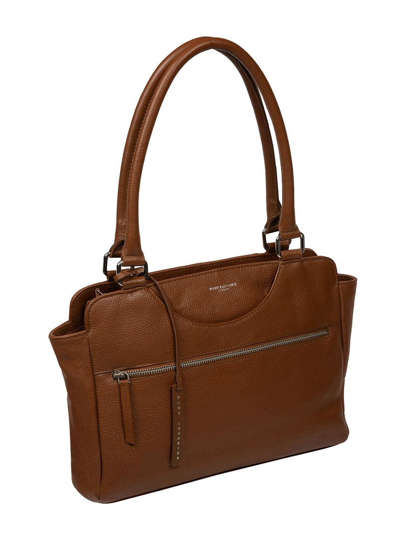 Pure Luxuries London brown Mooki leather handbag 24x32cm - British product