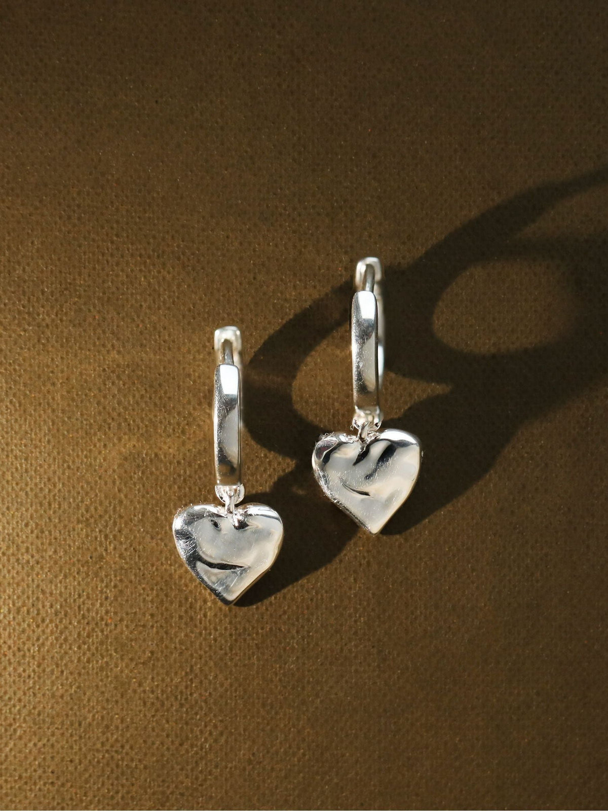 Carrie Elizabeth Gold Tone Loveheart Drop Huggie Hoops