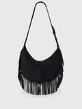 Whistles Black Sia suede fringed handbag, imported from the UK