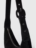 Whistles Black Sia suede fringed handbag, imported from the UK