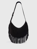 Whistles Black Sia suede fringed handbag, imported from the UK