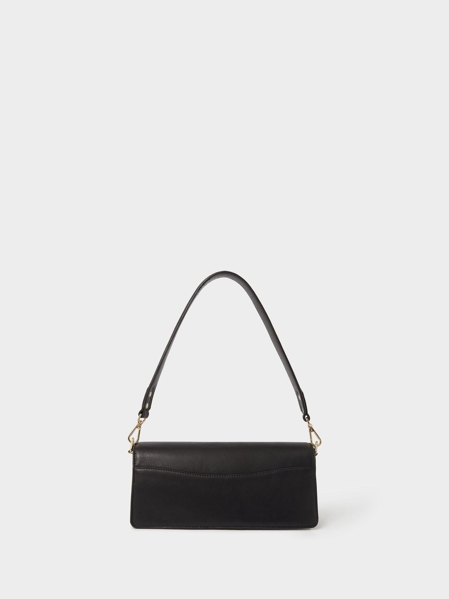 Osprey London Black Marlow Leather Shoulder Bag, imported from the UK