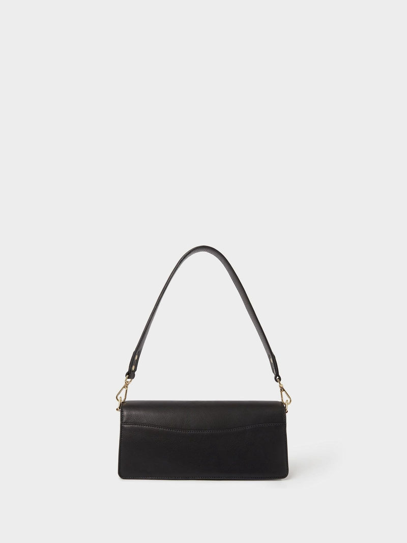 Osprey London Black Marlow Leather Shoulder Bag, imported from the UK