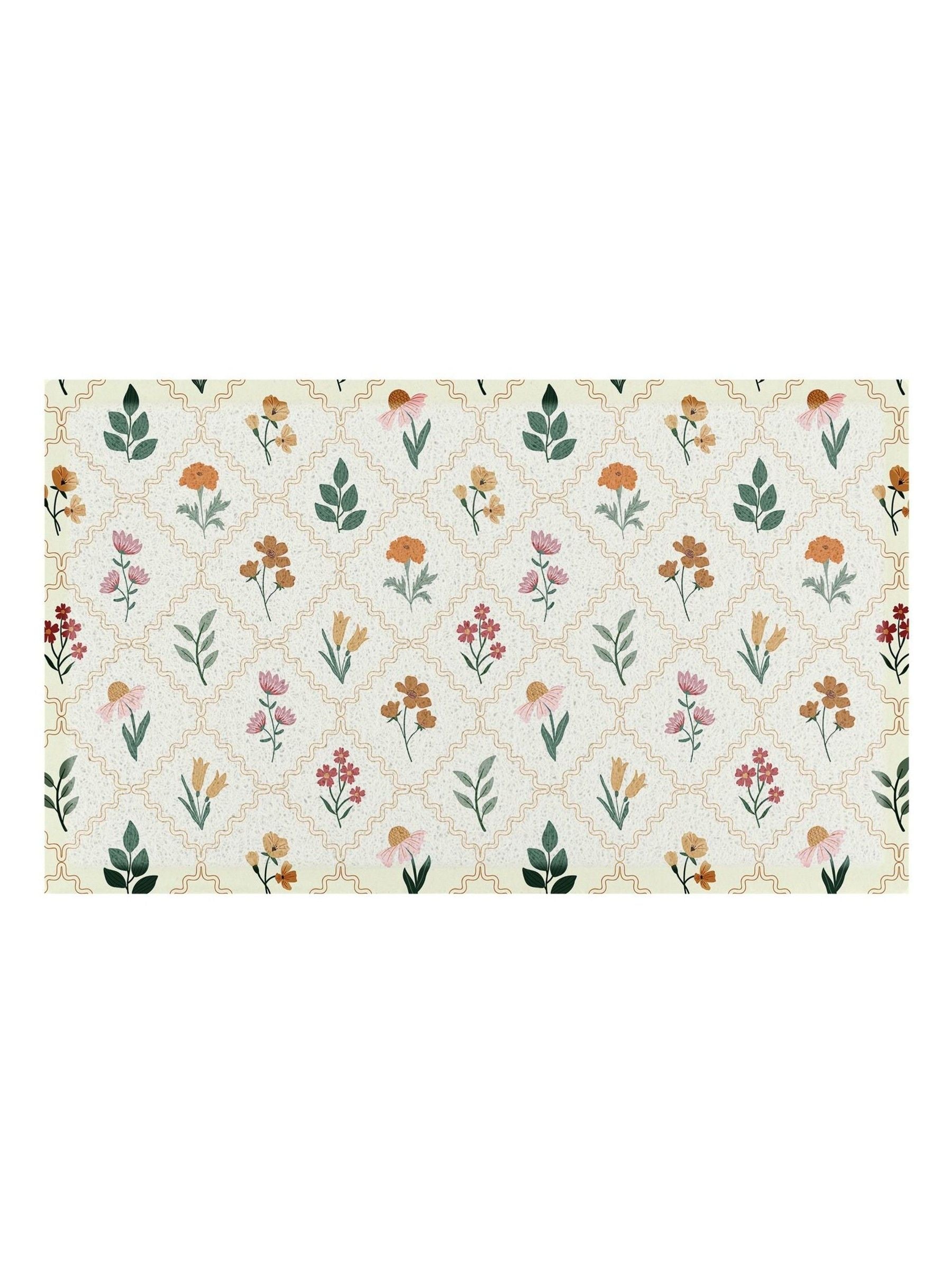 Artsy Mats vintage floral stamp doormat 70x40cm, imported from the UK