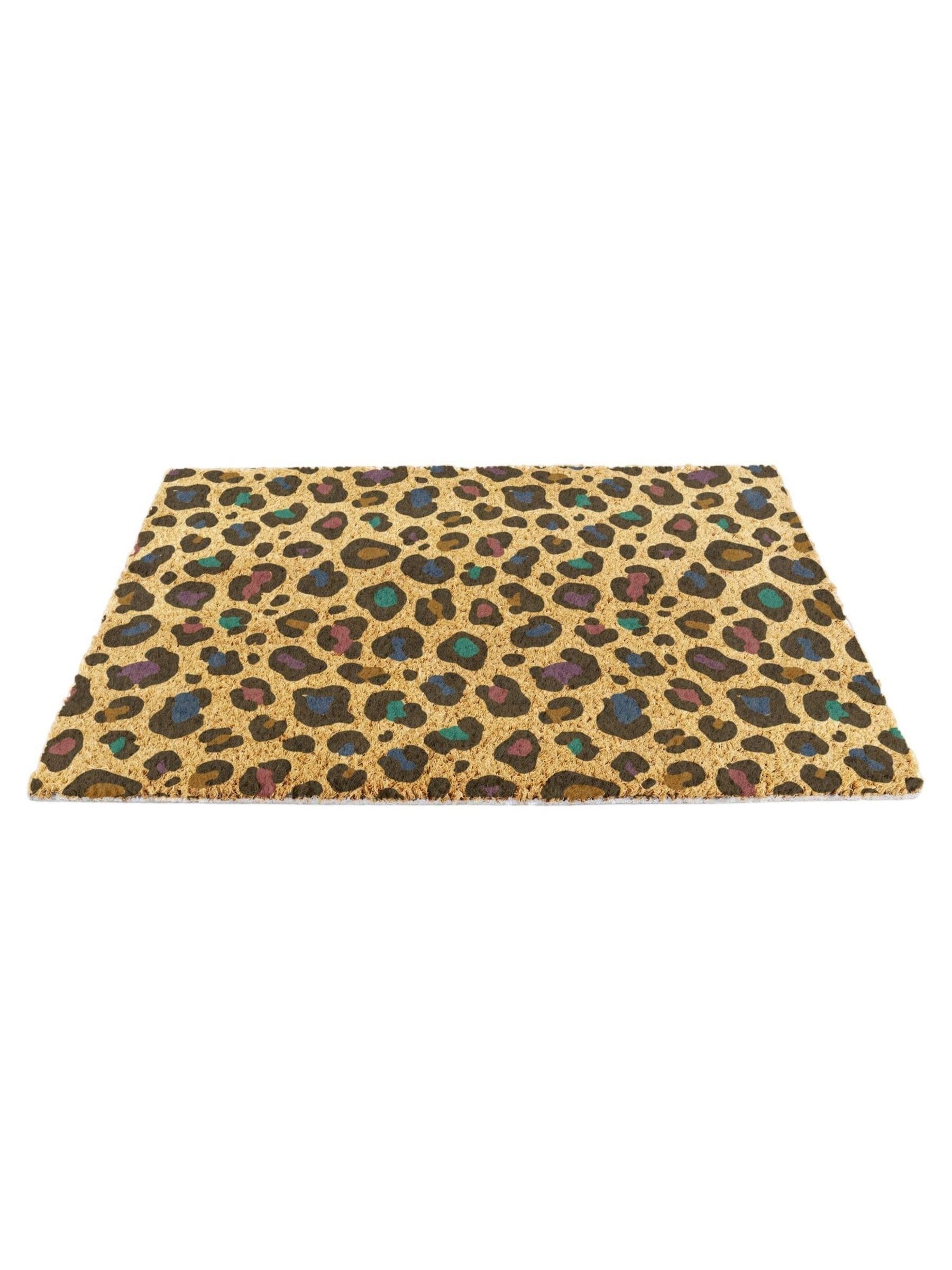 Artsy Mats brown multi colour leopard print doormat (British brand)