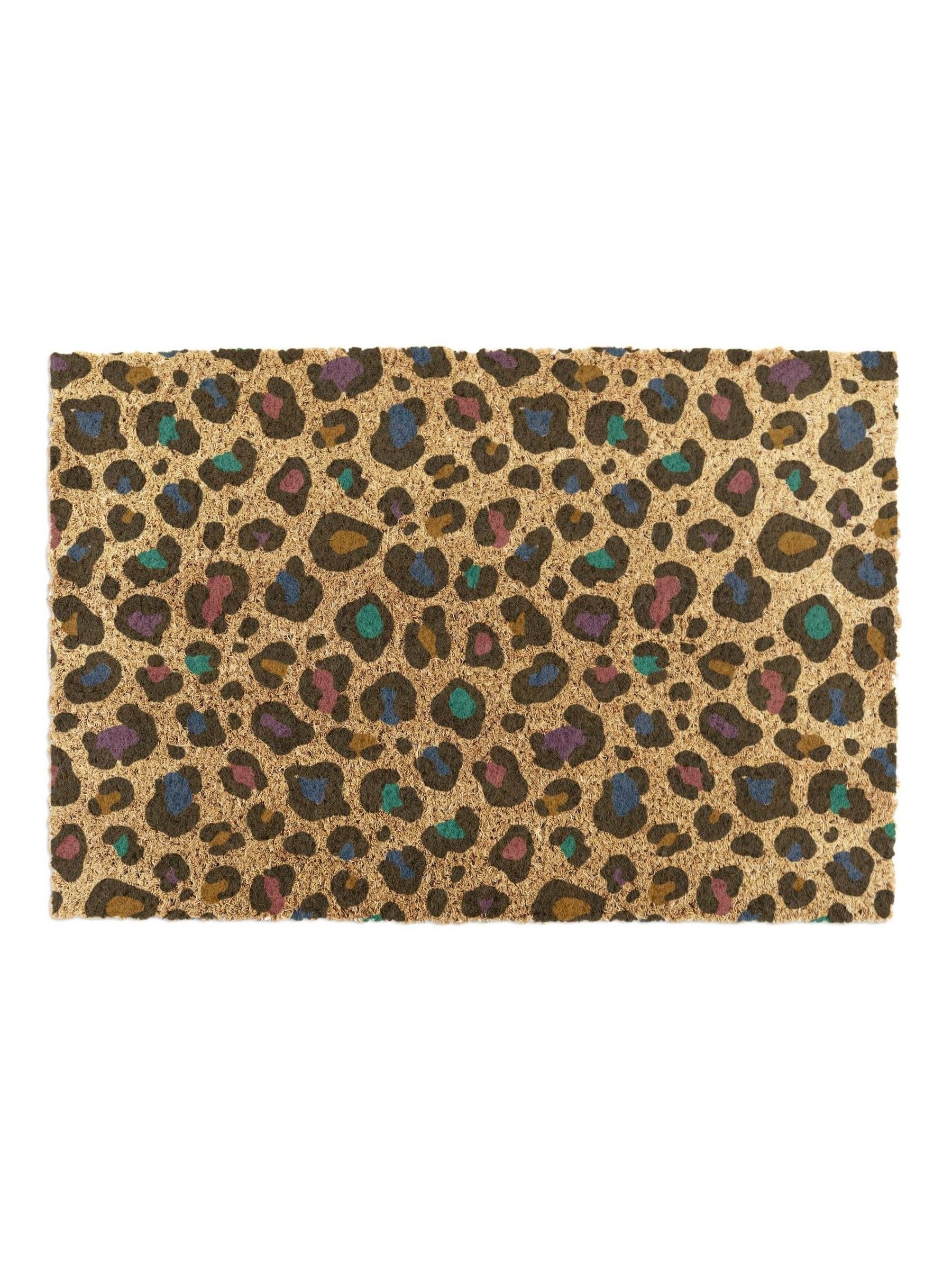 Artsy Mats brown multi colour leopard print doormat (British brand)