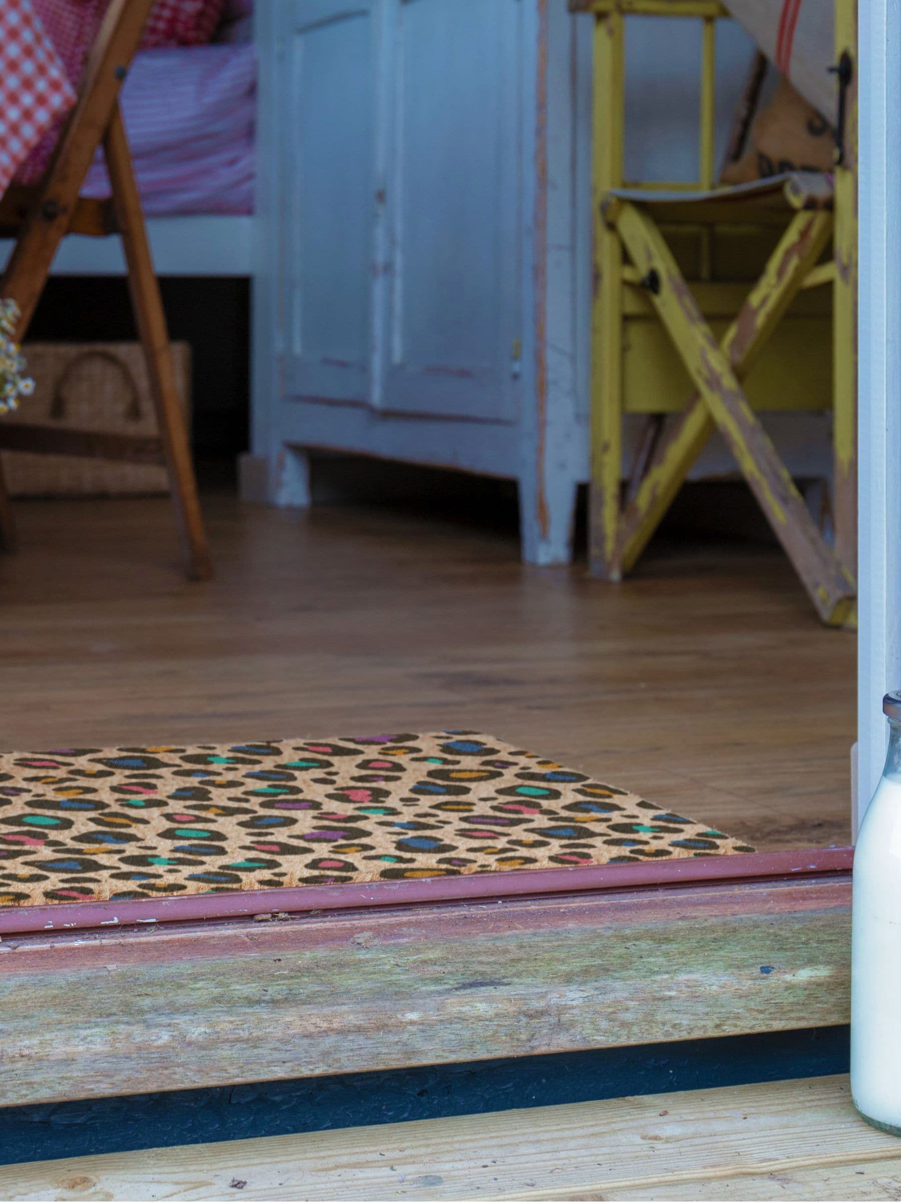 Artsy Mats brown multi colour leopard print doormat (British brand)