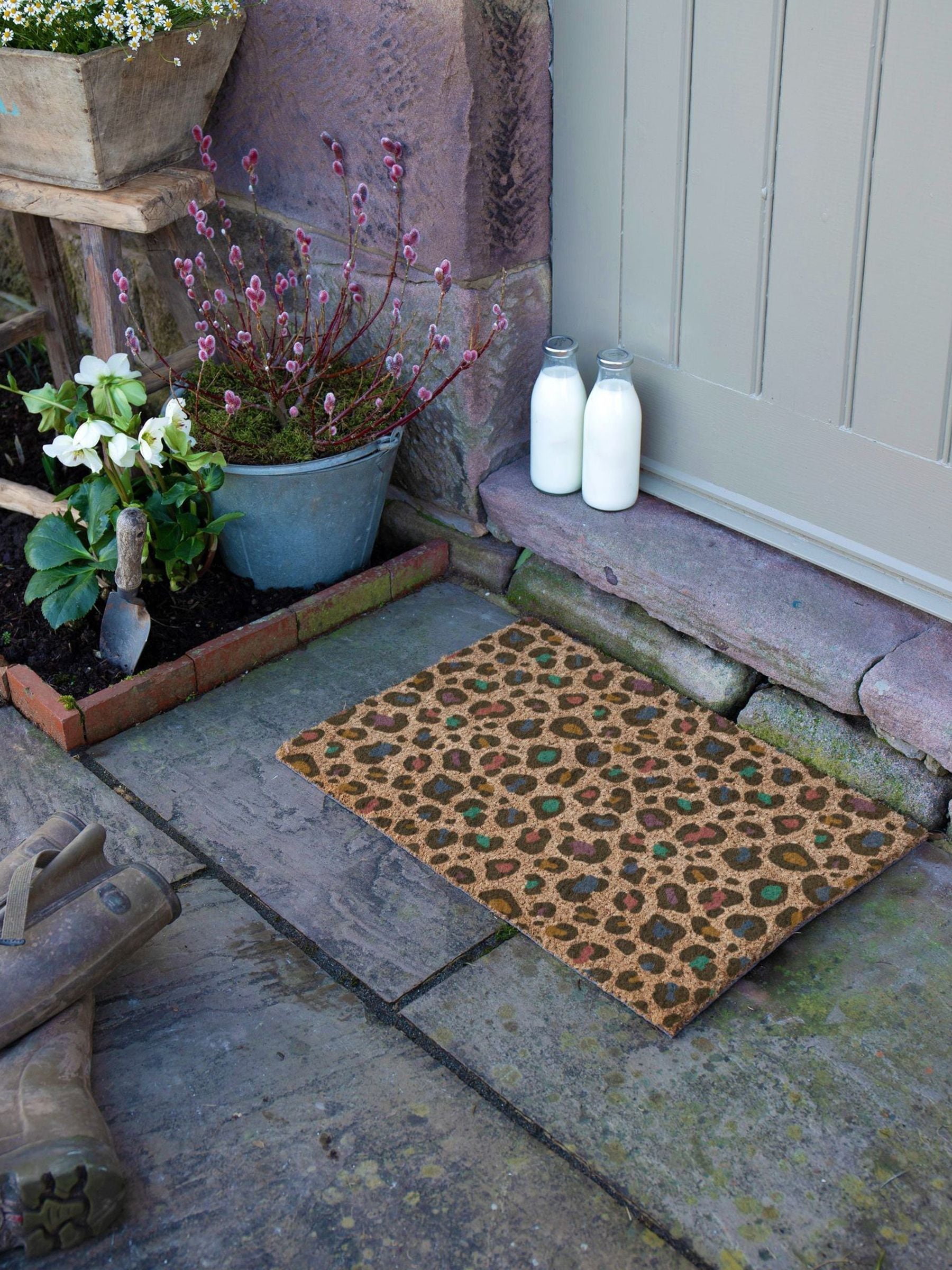 Artsy Mats brown multi colour leopard print doormat (British brand)