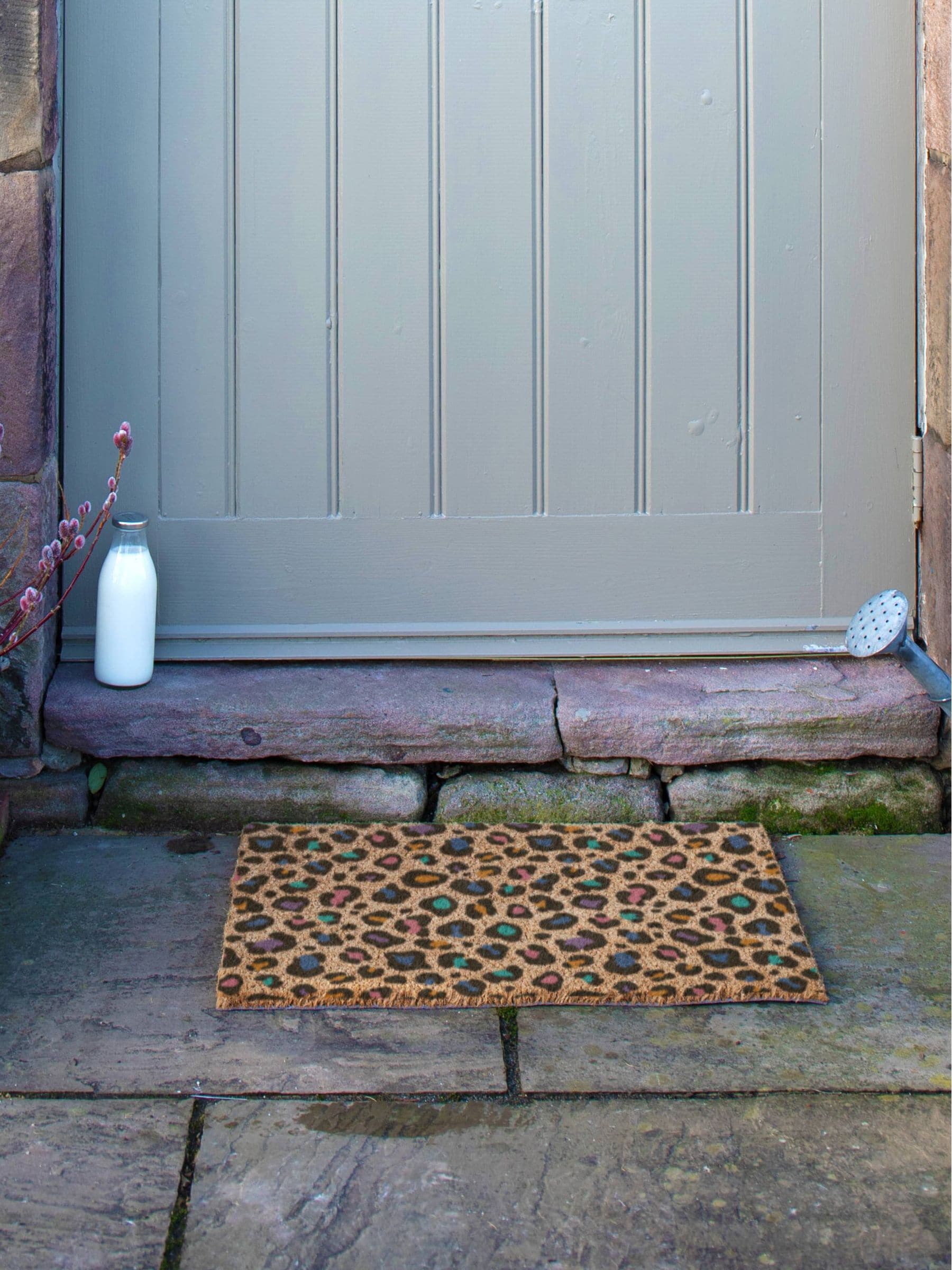 Artsy Mats brown multi colour leopard print doormat (British brand)
