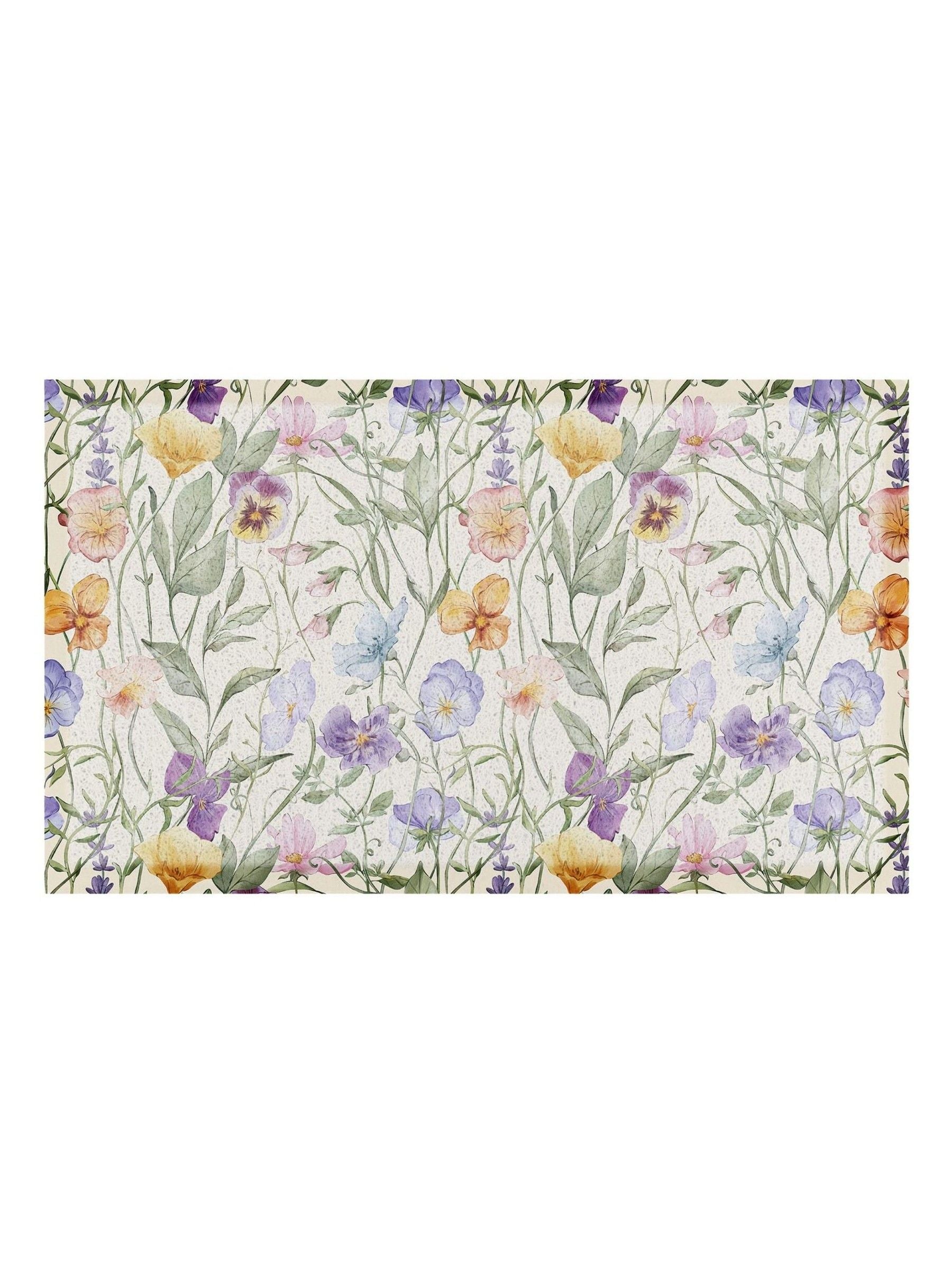 Artsy wild flowers PVC doormat - British product