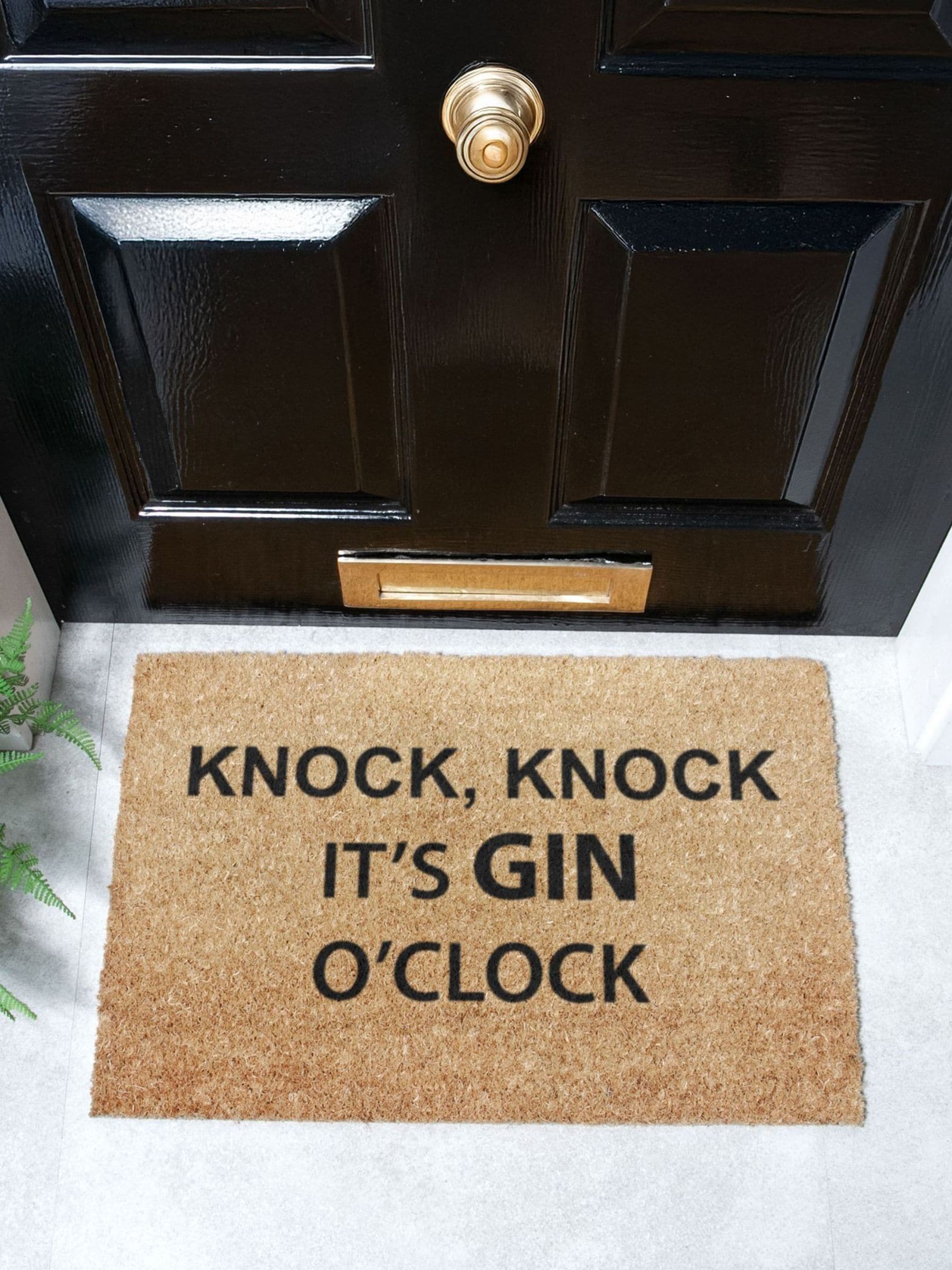 Artsy Mats black Gin O'Clock doormat 60x40cm, UK version