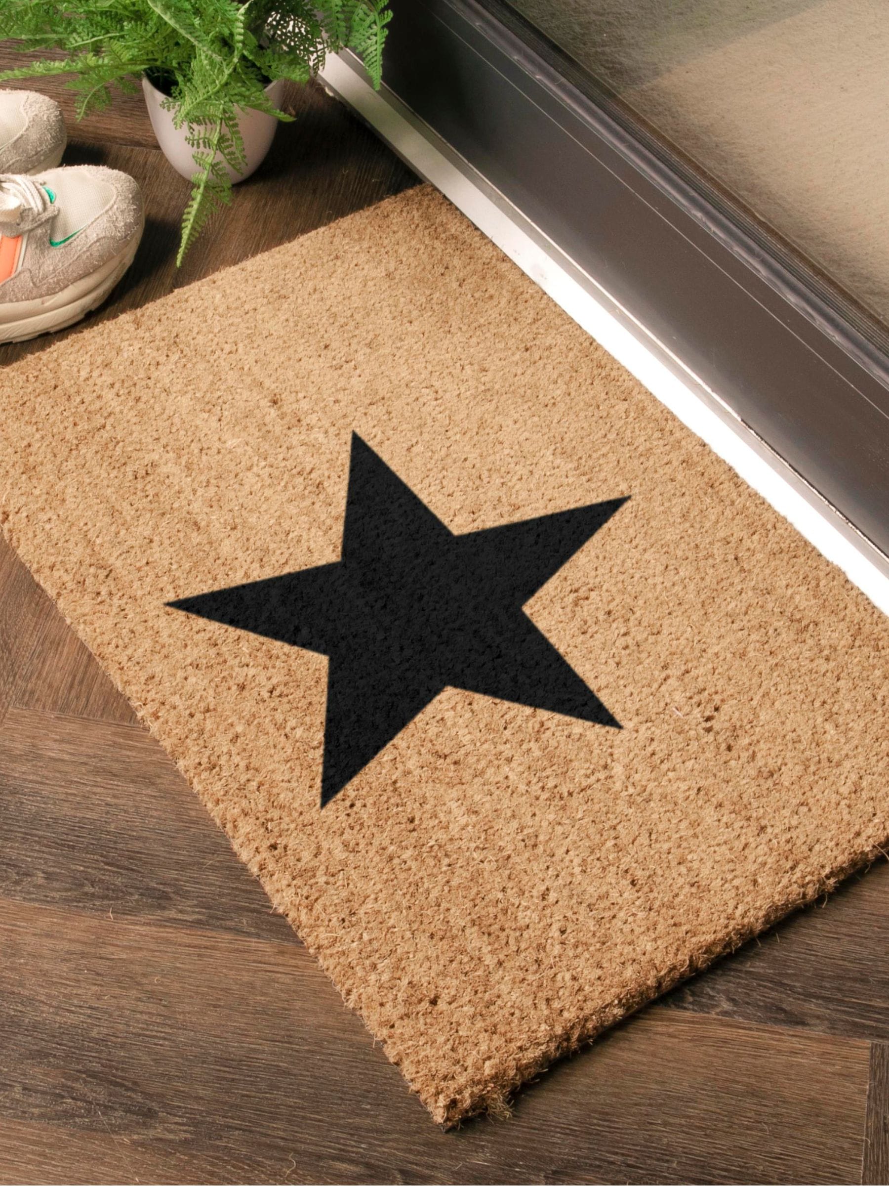 Artsy Mats Natural Black Star doormat 60x40cm - British product