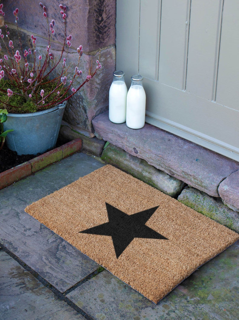 Artsy Mats Natural Black Star doormat 60x40cm - British product