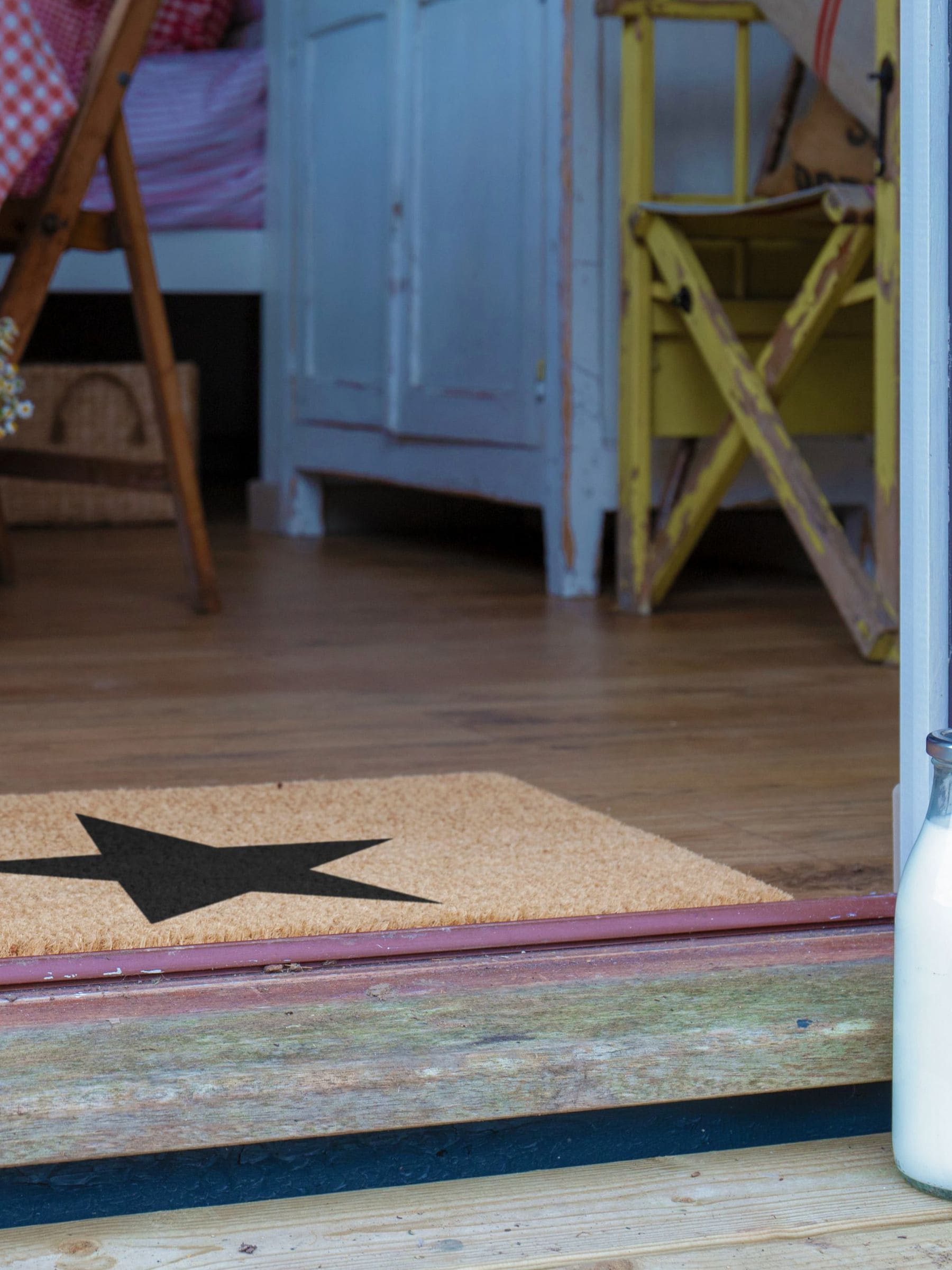 Artsy Mats Natural Black Star doormat 60x40cm - British product