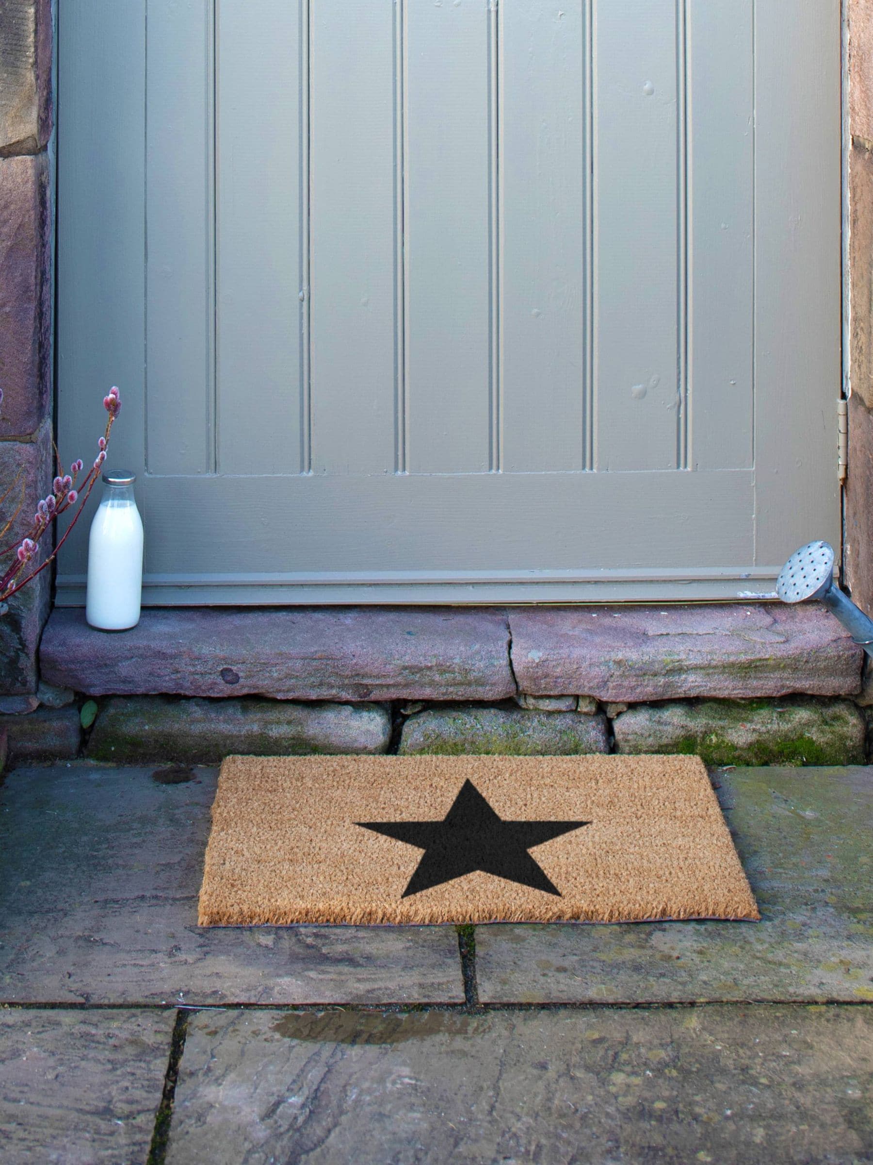 Artsy Mats Natural Black Star doormat 60x40cm - British product