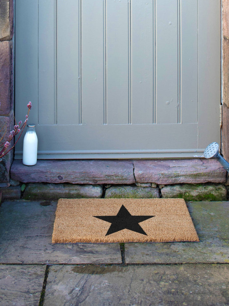 Artsy Mats Natural Black Star doormat 60x40cm - British product