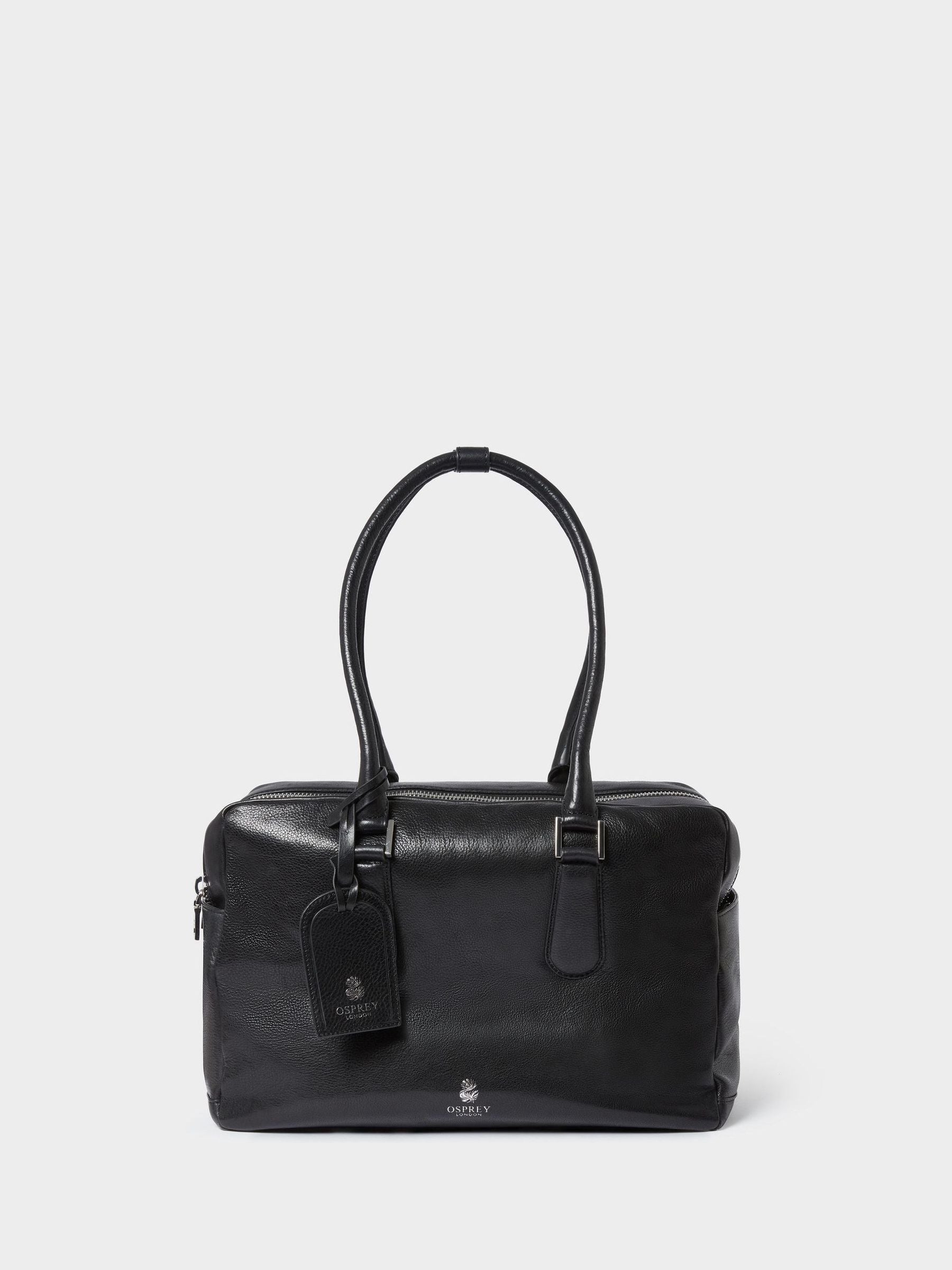 Osprey London black leather shoulder bag, imported from the UK
