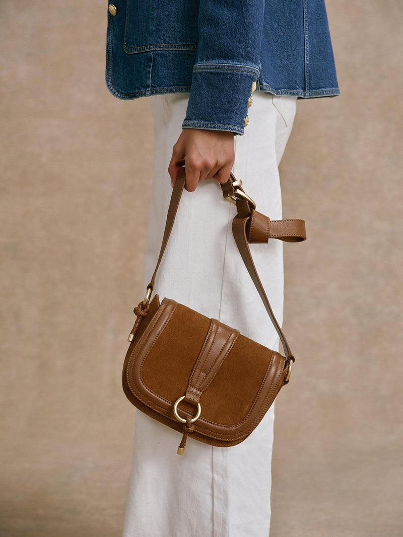 Mint Velvet brown suede saddle bag (British brand)