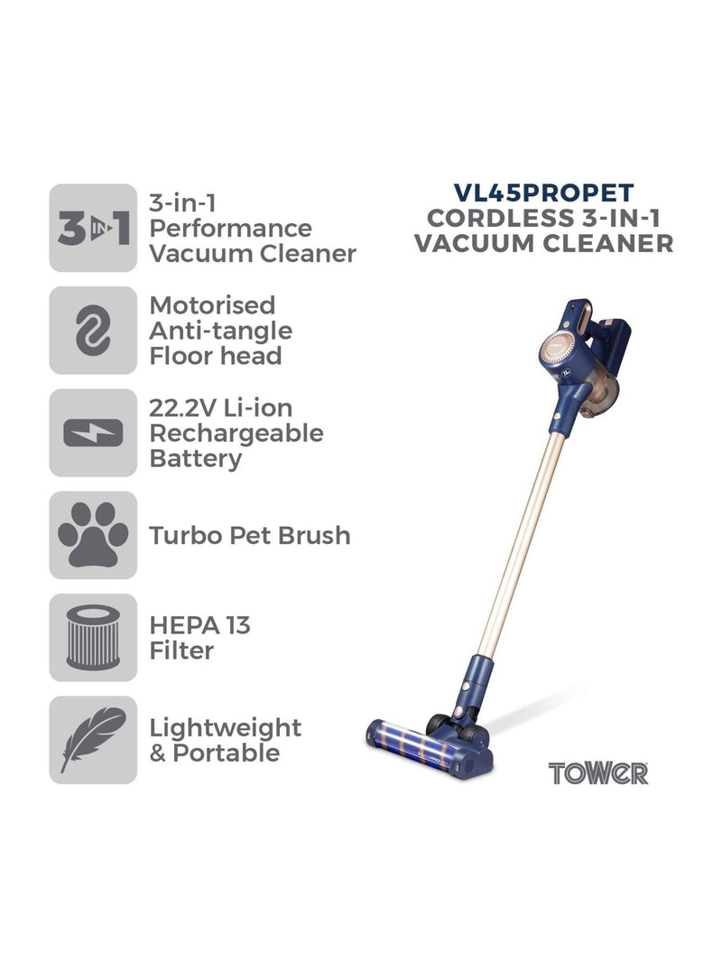 Tower blue VL45 cordless 3-in-1 vacuum cleaner (British brand)