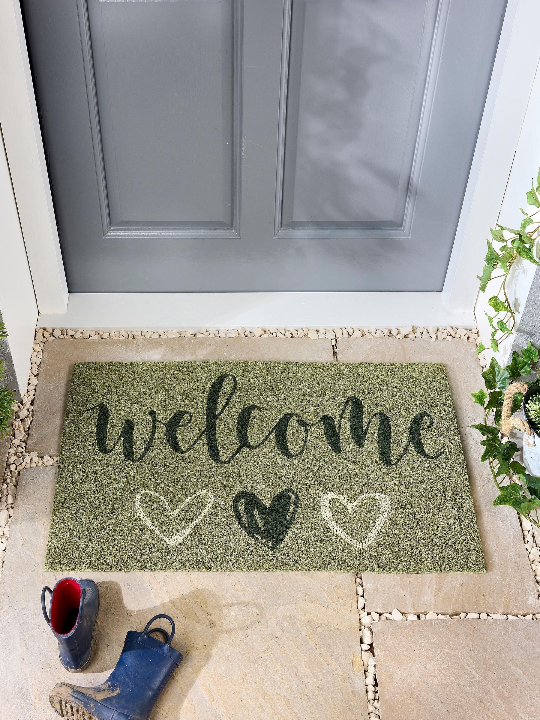 My Mat green welcome coir doormat 75x45cm (British brand)