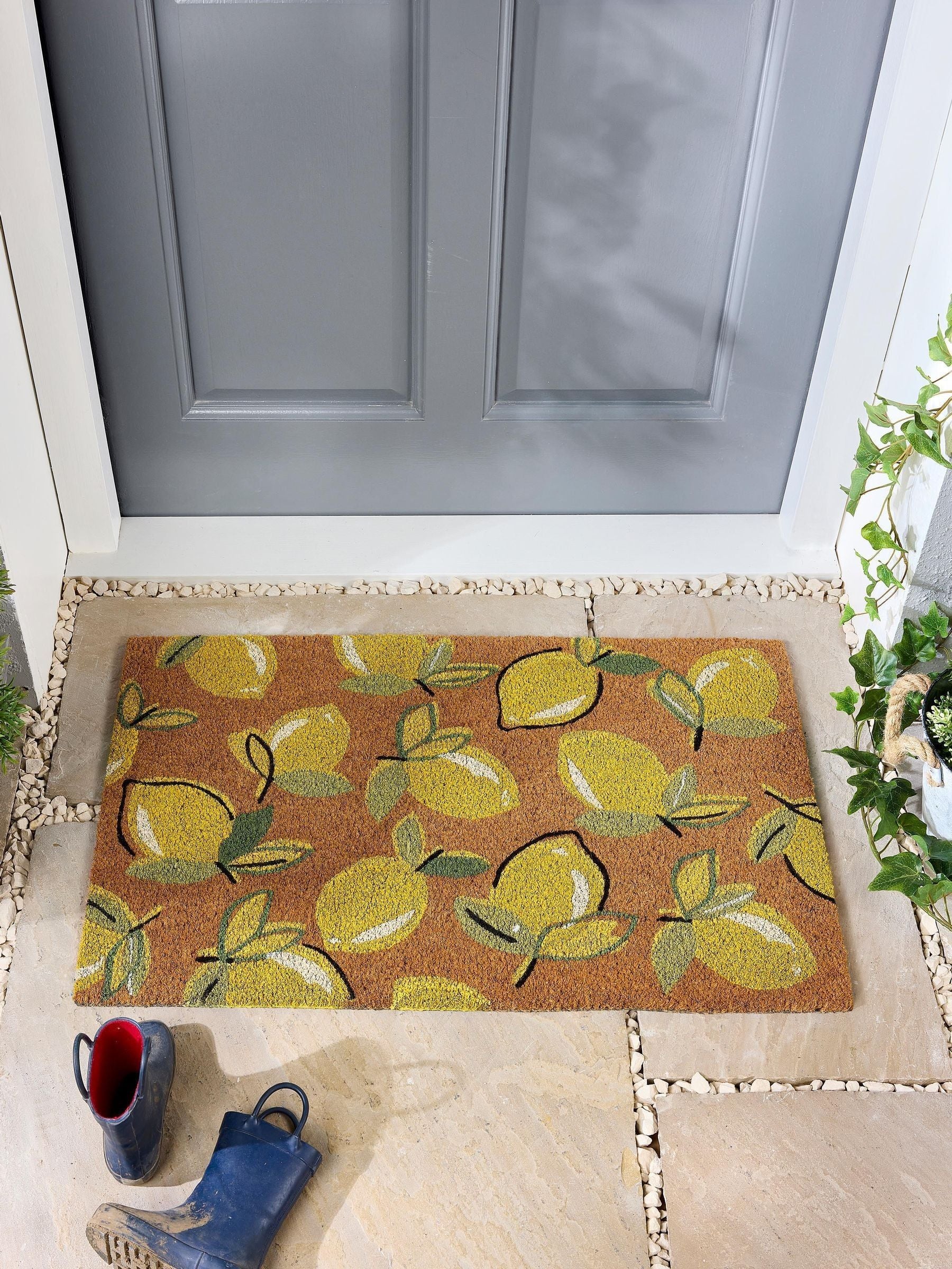 My Mat natural lemons coir doormat 75x45cm, UK version