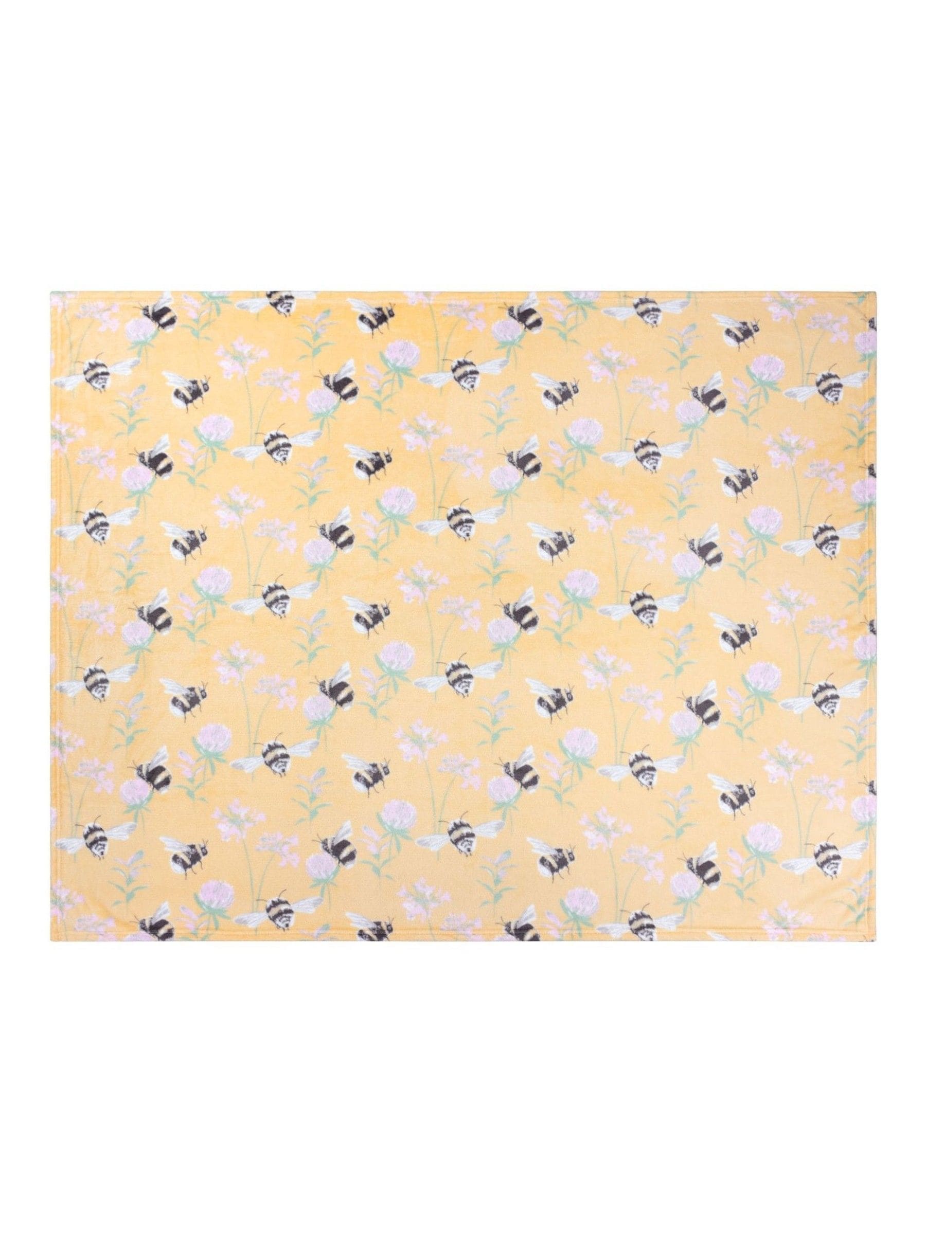 Furn fleece throw with bee pattern 130x150cm (British brand)
