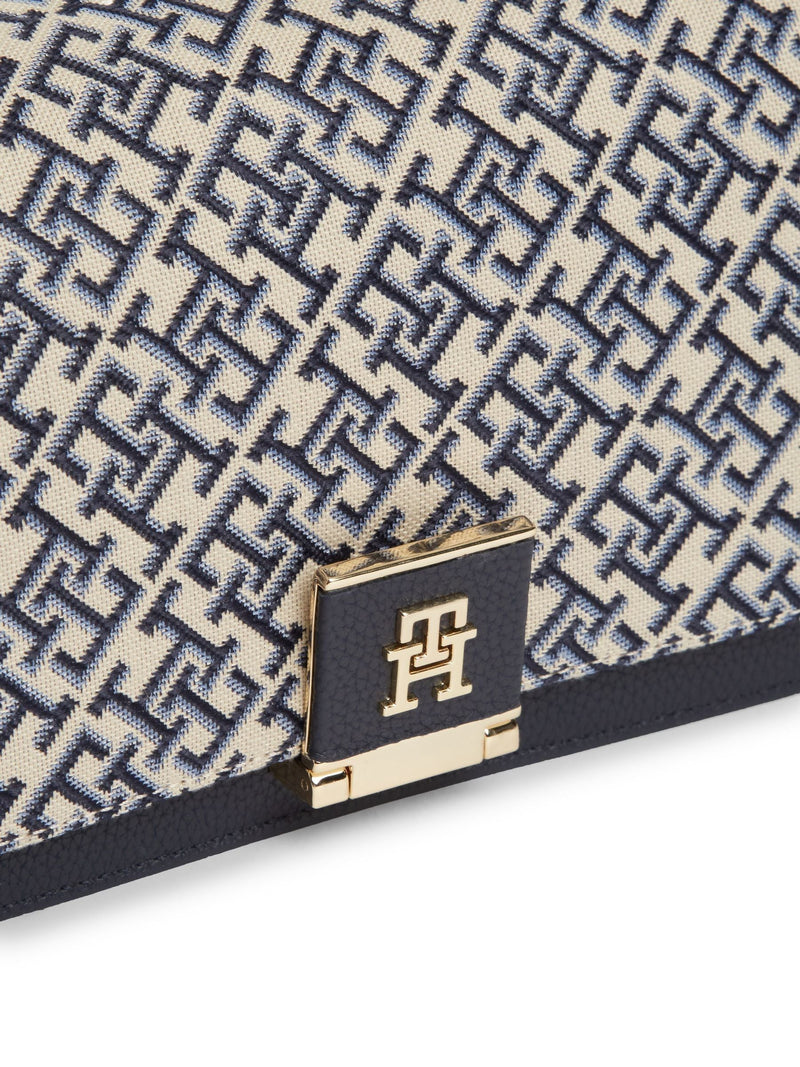 Tommy Hilfiger blue monogram jacquard cross-body bag, UK version