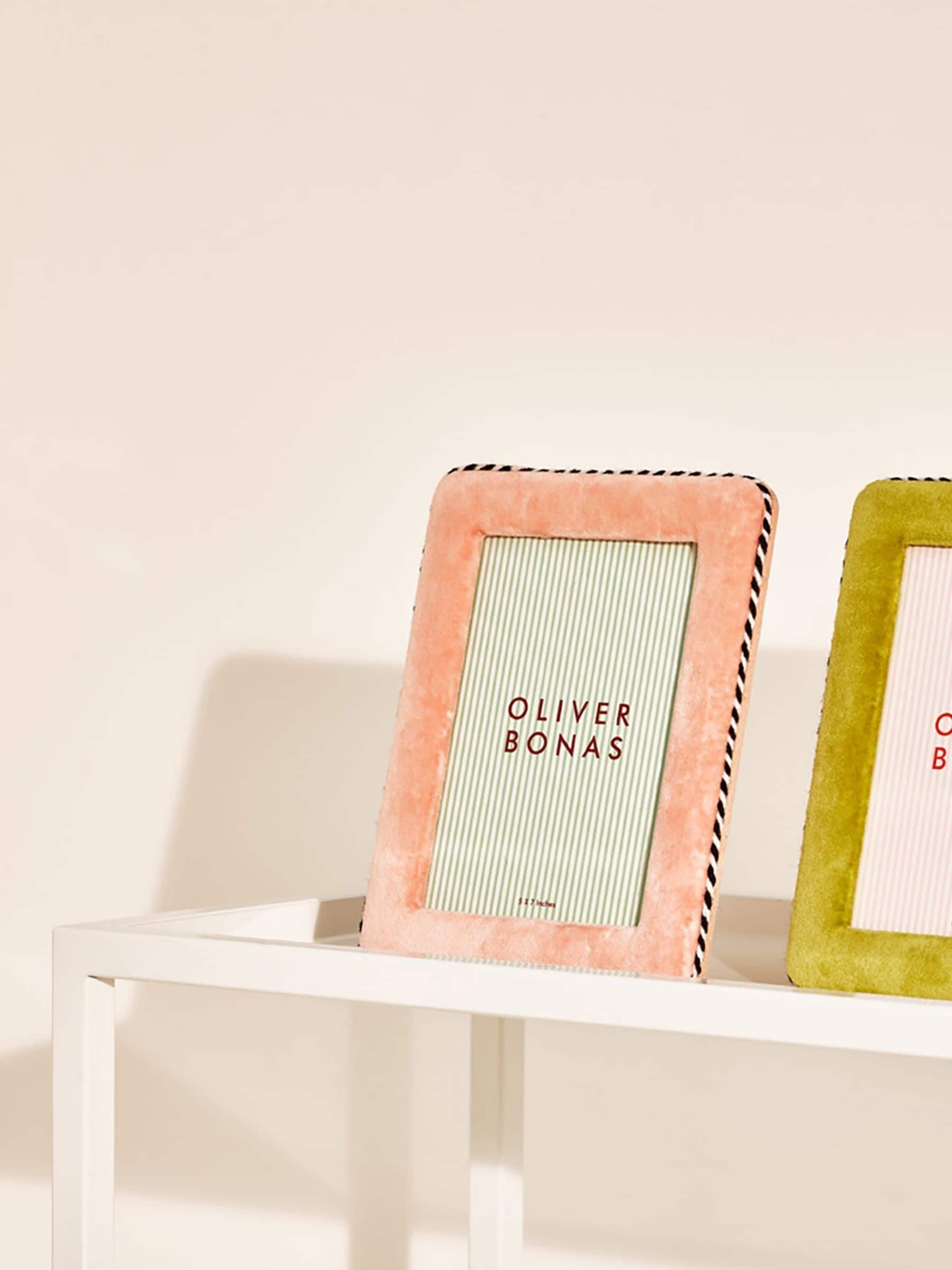 Oliver Bonas Pink Dulce Blue Velvet Photo Frame 6x8