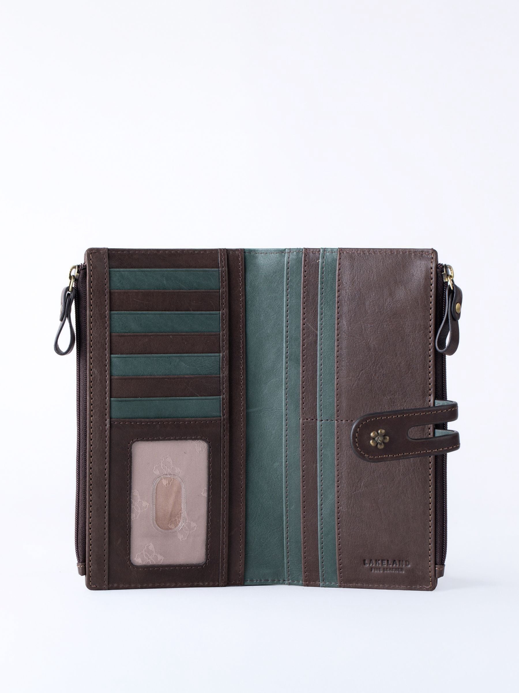 Lakeland Leather Hartsop brown double zip purse, UK version