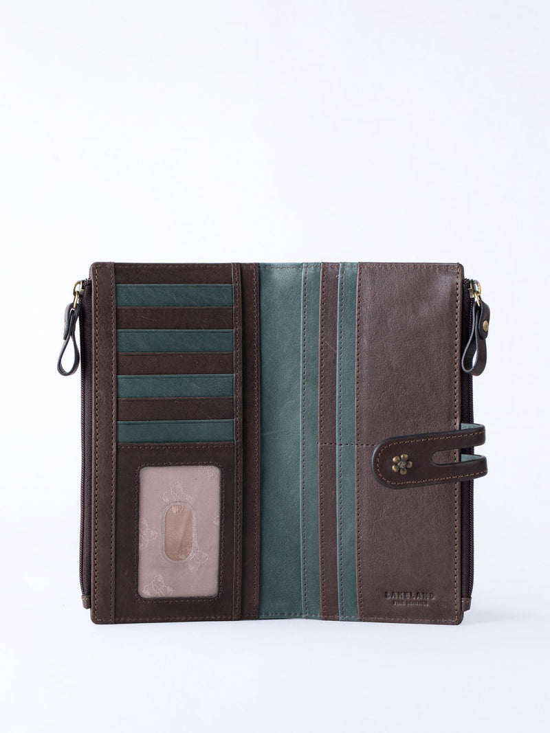 Lakeland Leather Hartsop brown double zip purse, UK version